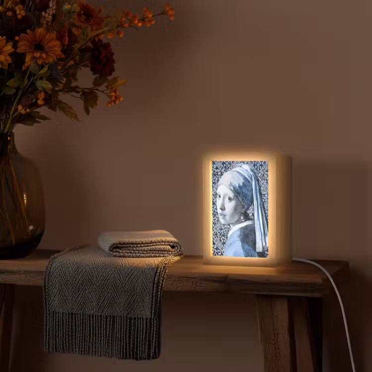 Lightbox - Wandlamp - Meisje met de parel - Johannes Vermeer - Delfts blauw — 5