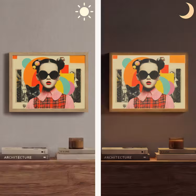 Lightbox - Wandlamp - Meisje - Zonnebril - Kat - Retro — 6