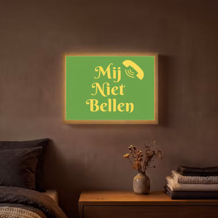 Lightbox - Wandlamp - Mij niet bellen - Telefoon - Groen — 3