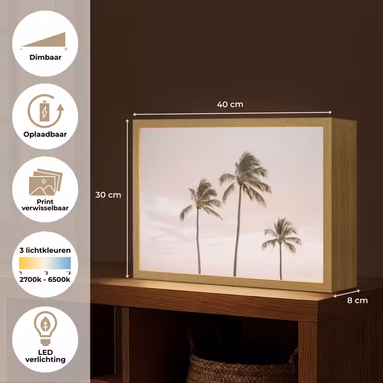 Lightbox - Wandlamp - Palmbomen - Zonsondergang - Roze — 10