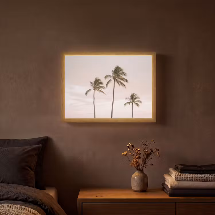 Lightbox - Wandlamp - Palmbomen - Zonsondergang - Roze — 3