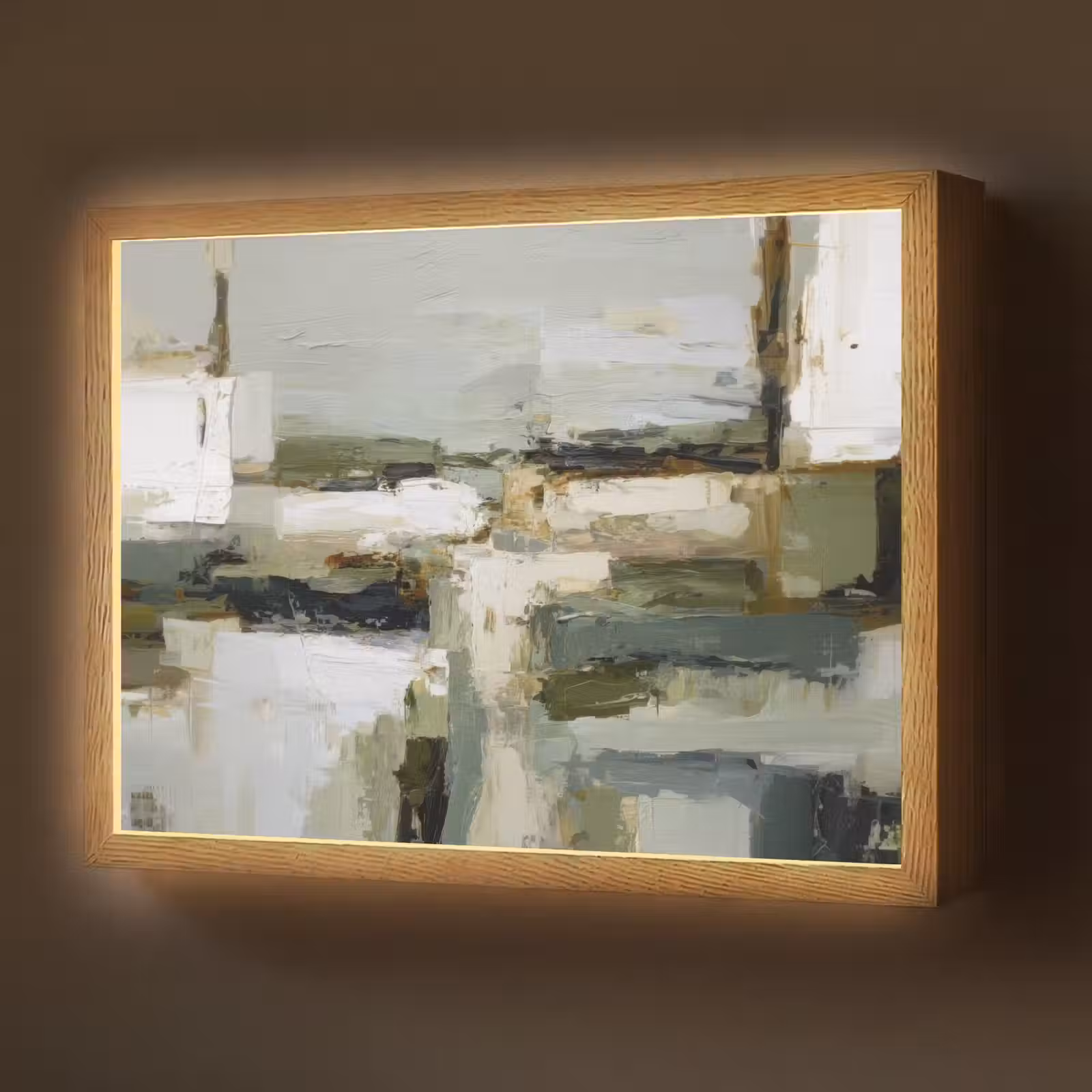 Lightbox - Wandlamp - Penseelstreken - Groen - Abstract - Japandi — 1