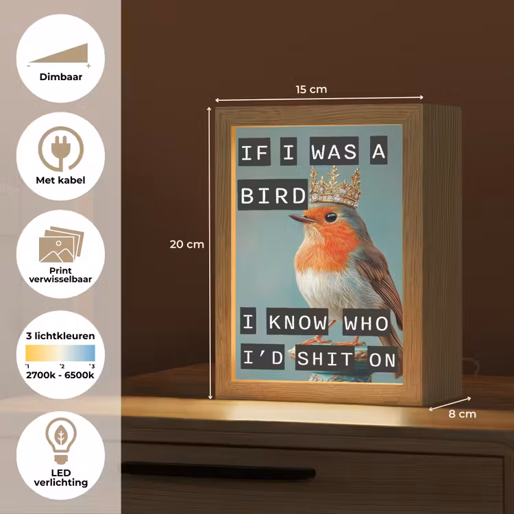 Lightbox - Wandlamp - Roodborstje - Vogel - Blauw - Decoratie — 9
