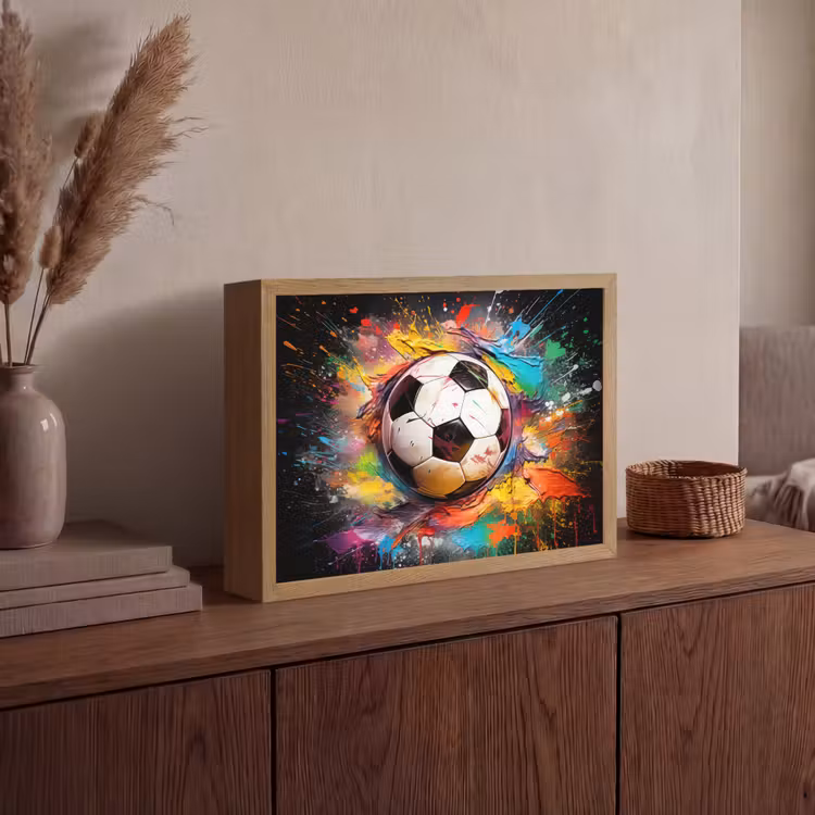Lightbox - Wandlamp - Voetbal - Verf - Kleuren - Zwart - Wit — 4