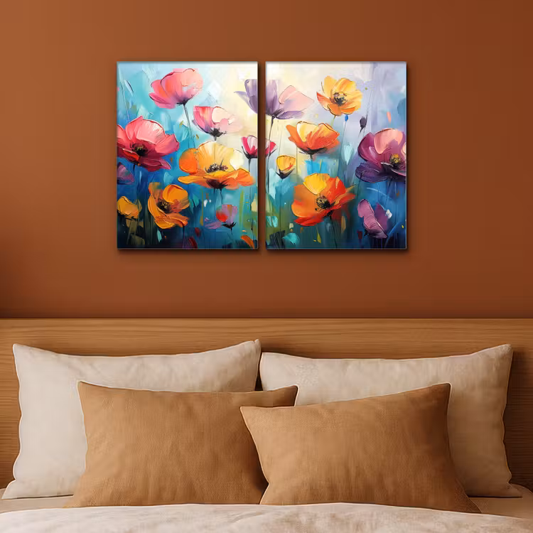 Meerluik schilderij - 2 luiken - Bloemen - Kleurrijk - Abstract - Natuur — 3