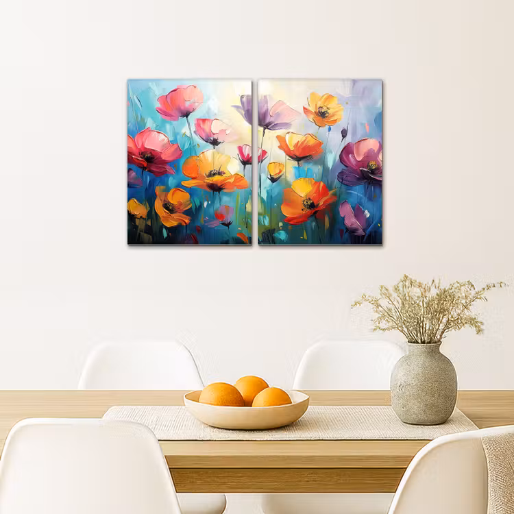 Meerluik schilderij - 2 luiken - Bloemen - Kleurrijk - Abstract - Natuur — 5