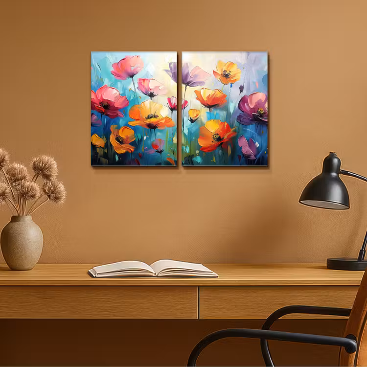 Meerluik schilderij - 2 luiken - Bloemen - Kleurrijk - Abstract - Natuur — 6