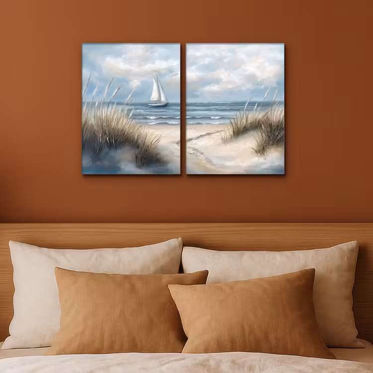 Meerluik schilderij - 2 luiken - Strand - Verf - Natuur - Boot — 3