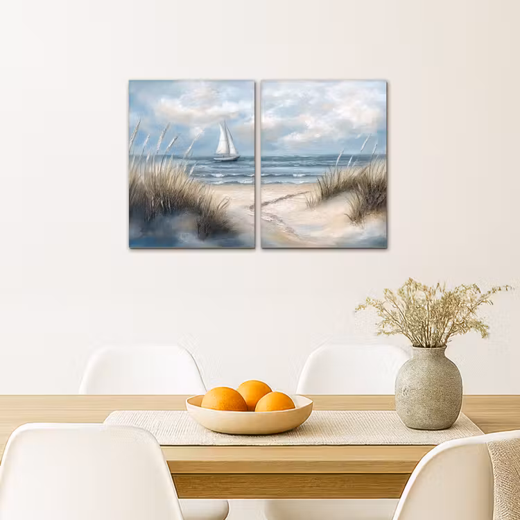 Meerluik schilderij - 2 luiken - Strand - Verf - Natuur - Boot — 5