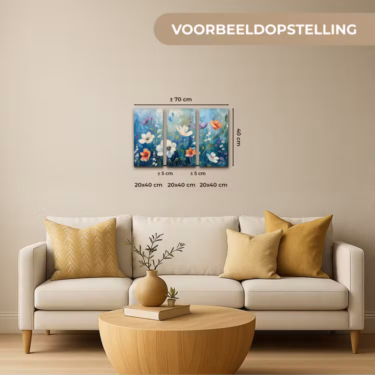 Meerluik schilderij - 3 luiken - Bloemen - Kleurrijk - Blauw - Natuur — 2