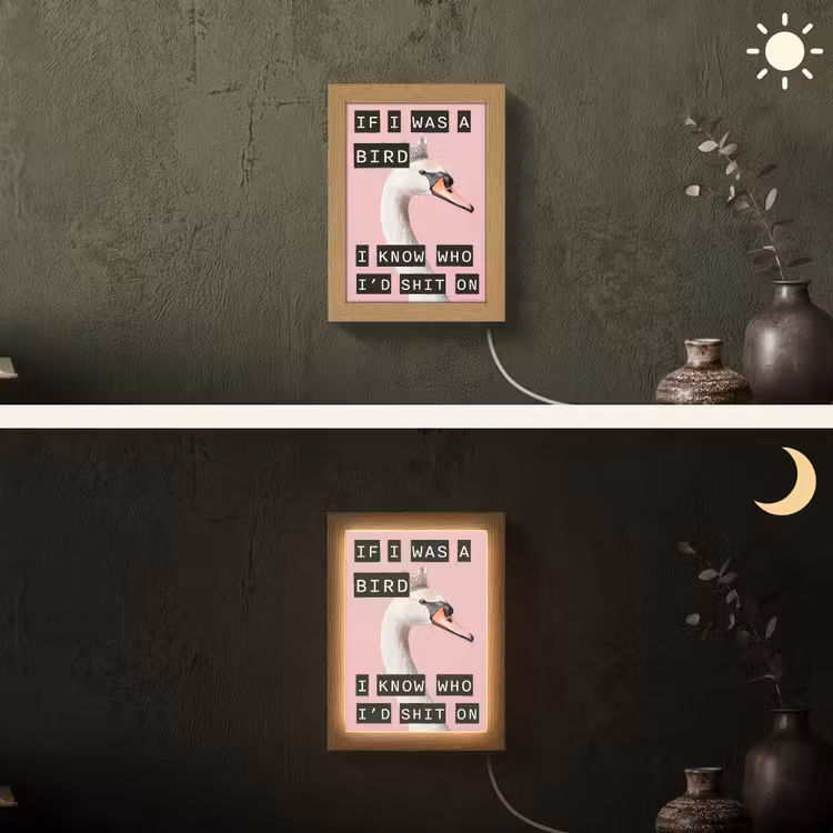 Lightbox - Wandlamp - Zwaan - Vogel - Decoratie - Roze — 3