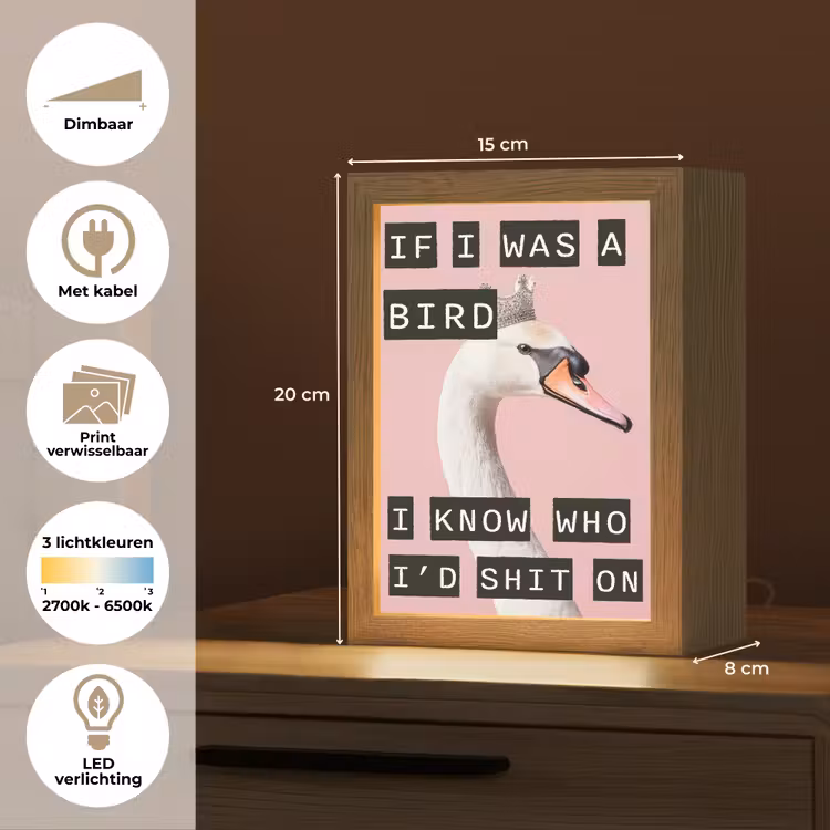Lightbox - Wandlamp - Zwaan - Vogel - Decoratie - Roze — 9