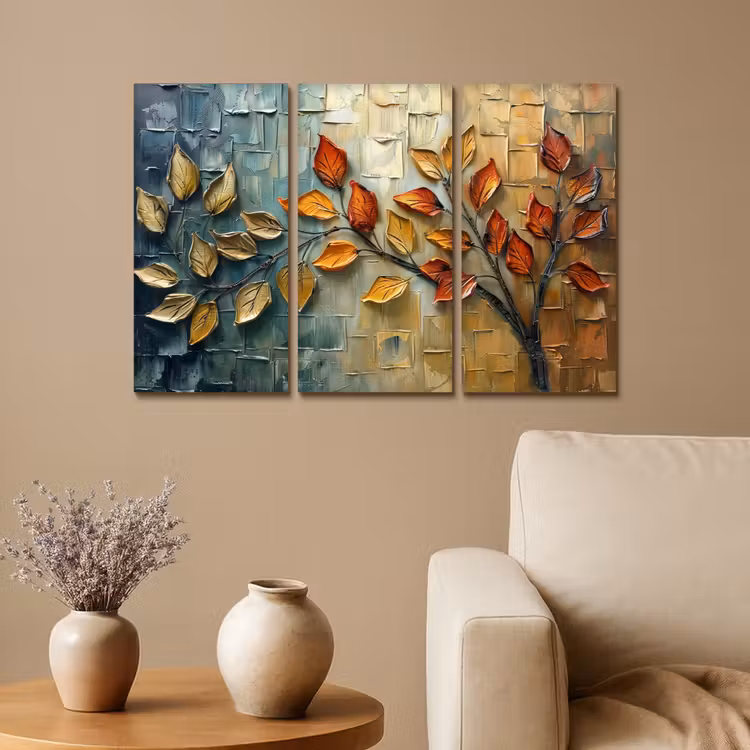 Meerluik schilderij - 3 luiken - Boom - Bladeren - Natuur - Verflook — 1