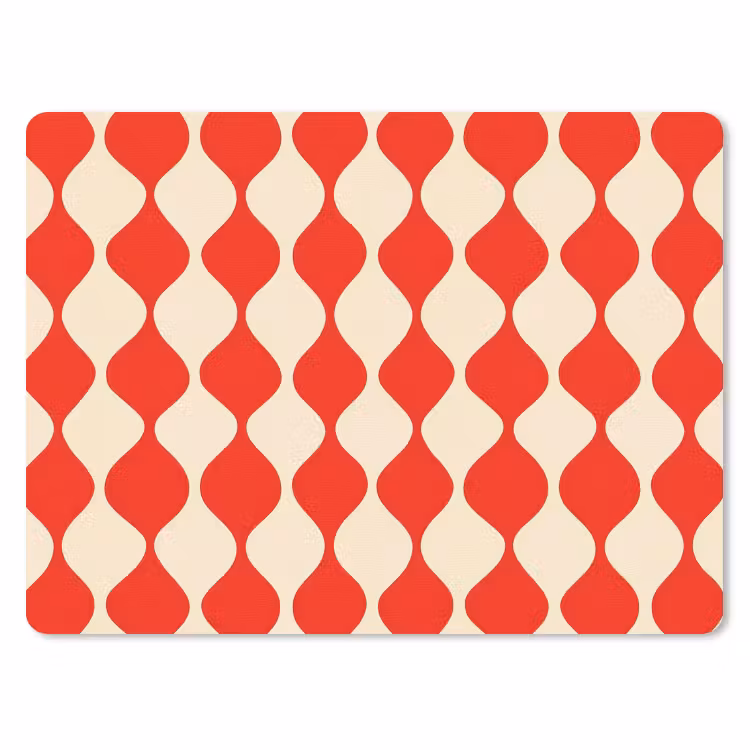 Muismat - Golvend patroon - Retro - Rood - Beige — 1