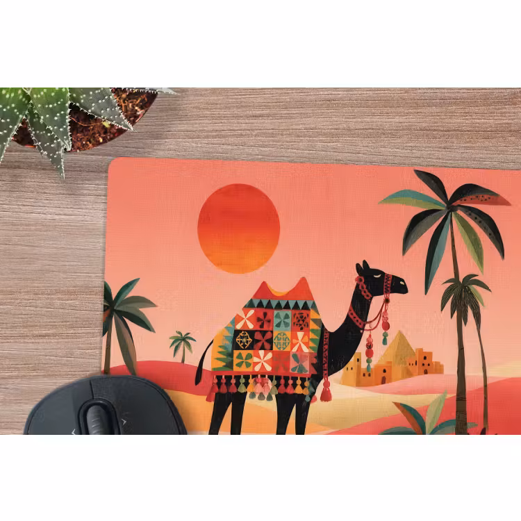 Muismat - Kameel - Gekleurd tapijt - Duinen - Rode zon — 4