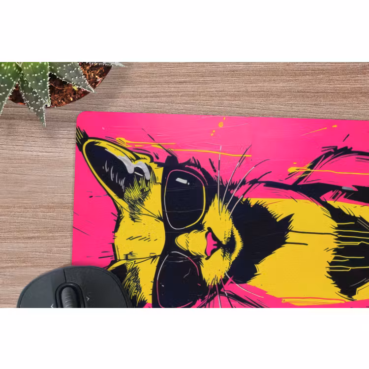 Muismat - Kat - Art - Zonnebril - Roze — 5