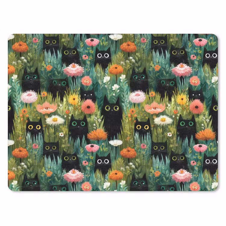 Muismat - Katten - Bloemen - Kleurrijk — 1