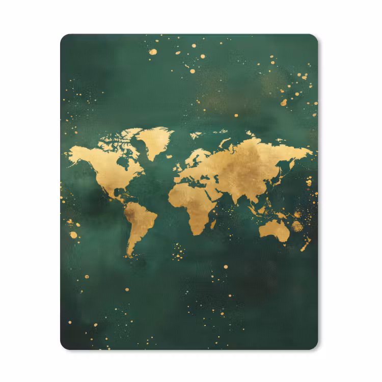 Muismat - Wereldkaart - Groen - Goud — 1