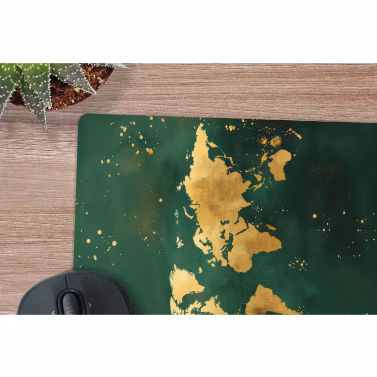 Muismat - Wereldkaart - Groen - Goud — 5