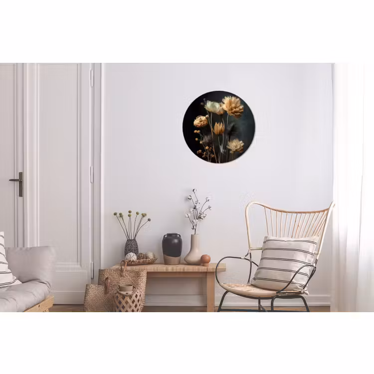 Muurcirkel aluminium Boeket - Bloemen - Licht - Zwart — 2