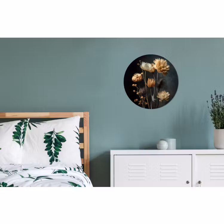 Muurcirkel aluminium Boeket - Bloemen - Licht - Zwart — 4