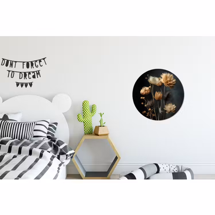 Muurcirkel aluminium Boeket - Bloemen - Licht - Zwart — 5