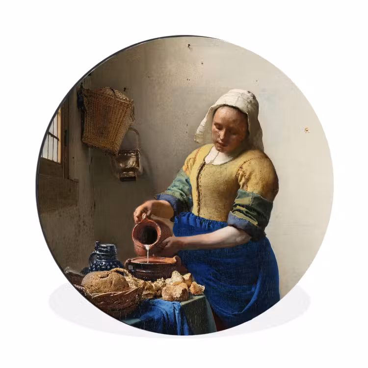 Muurcirkel aluminium Het melkmeisje - Kunst - Oude meesters - Vermeer — 1