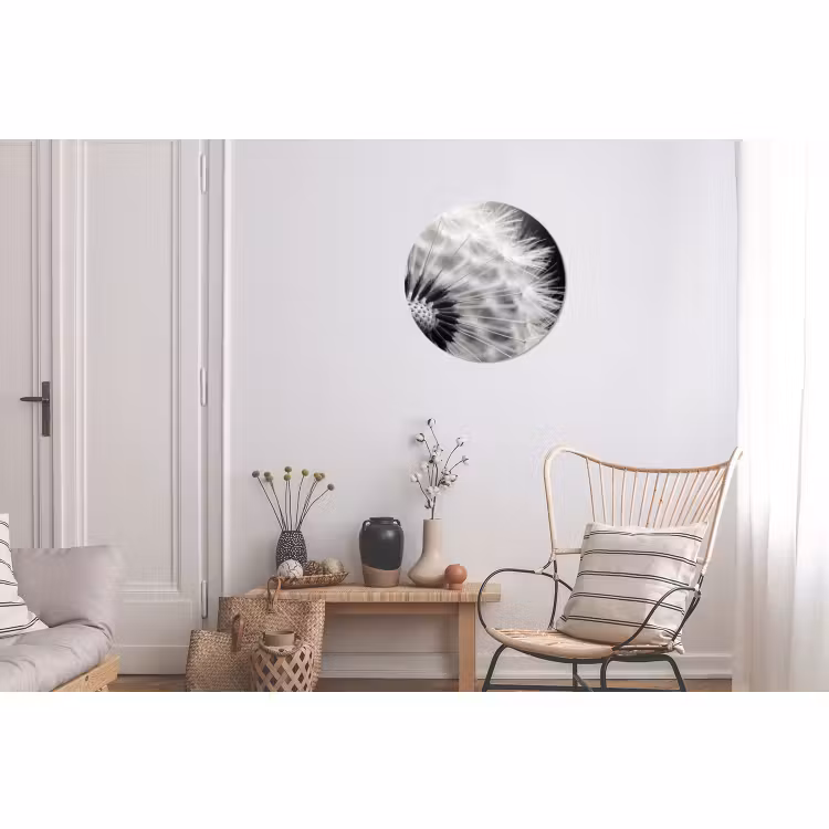 Muurcirkel aluminium Paardenbloem - Zwart - Wit — 2