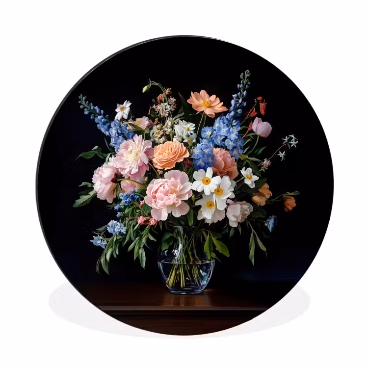 Muurcirkel aluminium Pastel - Bloemen - Glazen - Vaas — 1