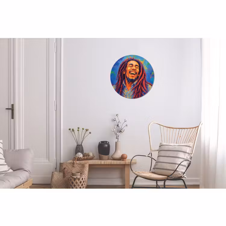 Muurcirkel aluminium Regenboogkleuren - Man - schilderij — 2