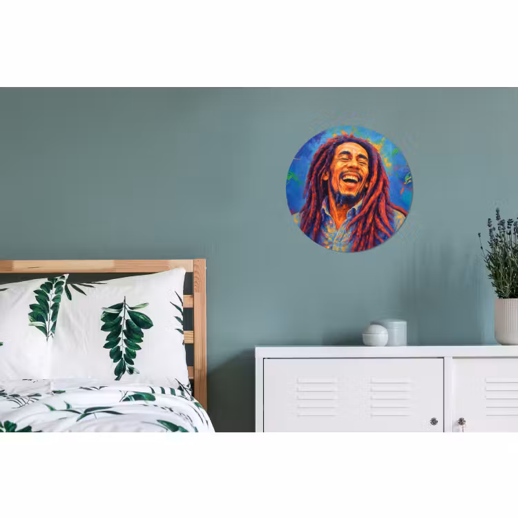 Muurcirkel aluminium Regenboogkleuren - Man - schilderij — 4