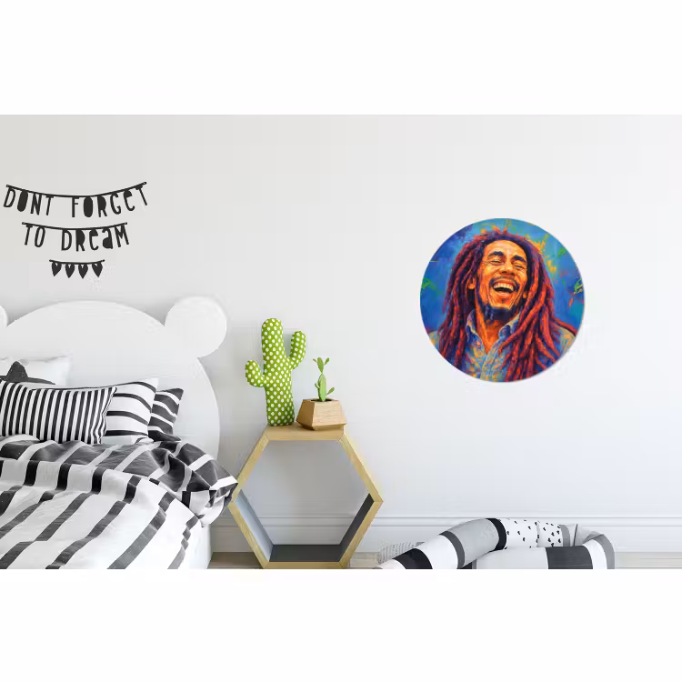 Muurcirkel aluminium Regenboogkleuren - Man - schilderij — 5