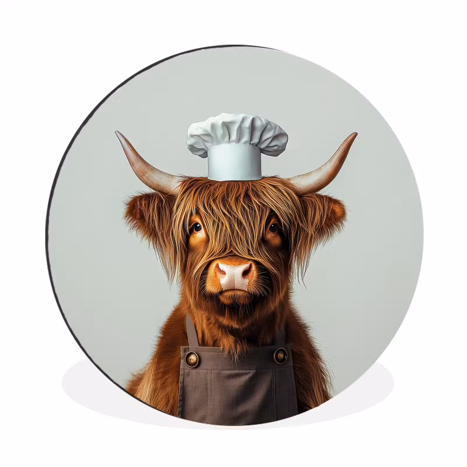 Muurcirkel aluminium Schotse Hooglander - Bruin - Hoorns - Kokskleding — 1