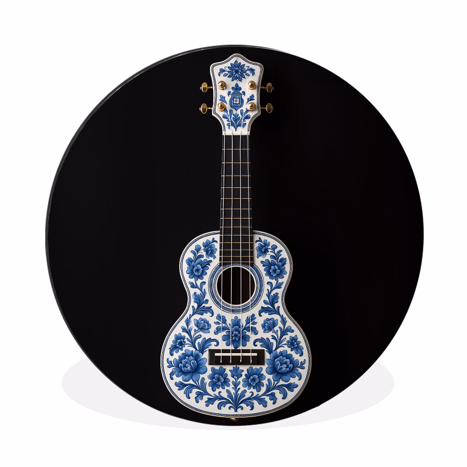 Muurcirkel aluminium Ukelele - Delfts - Blauw - Muziek — 1