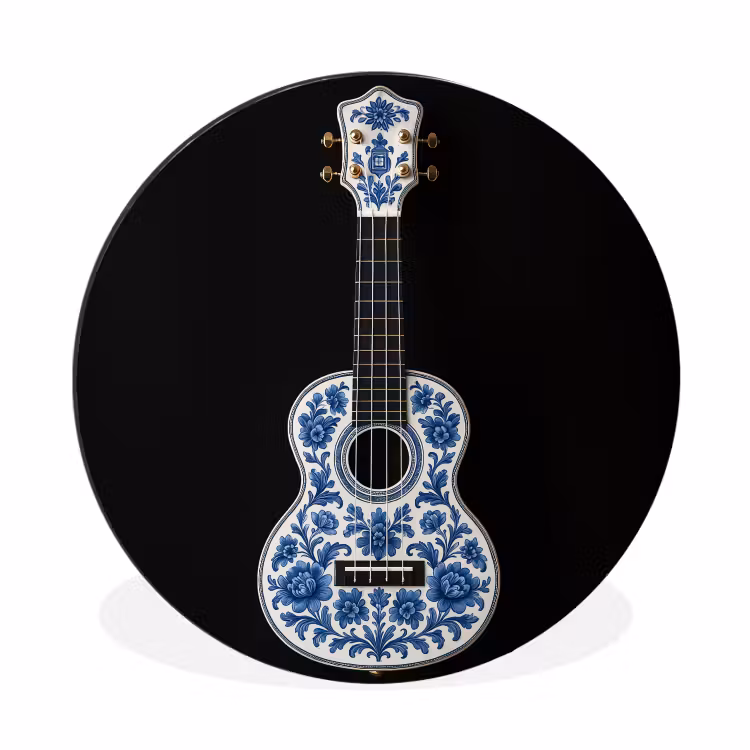 Muurcirkel aluminium Ukelele - Delfts - Blauw - Muziek — 1