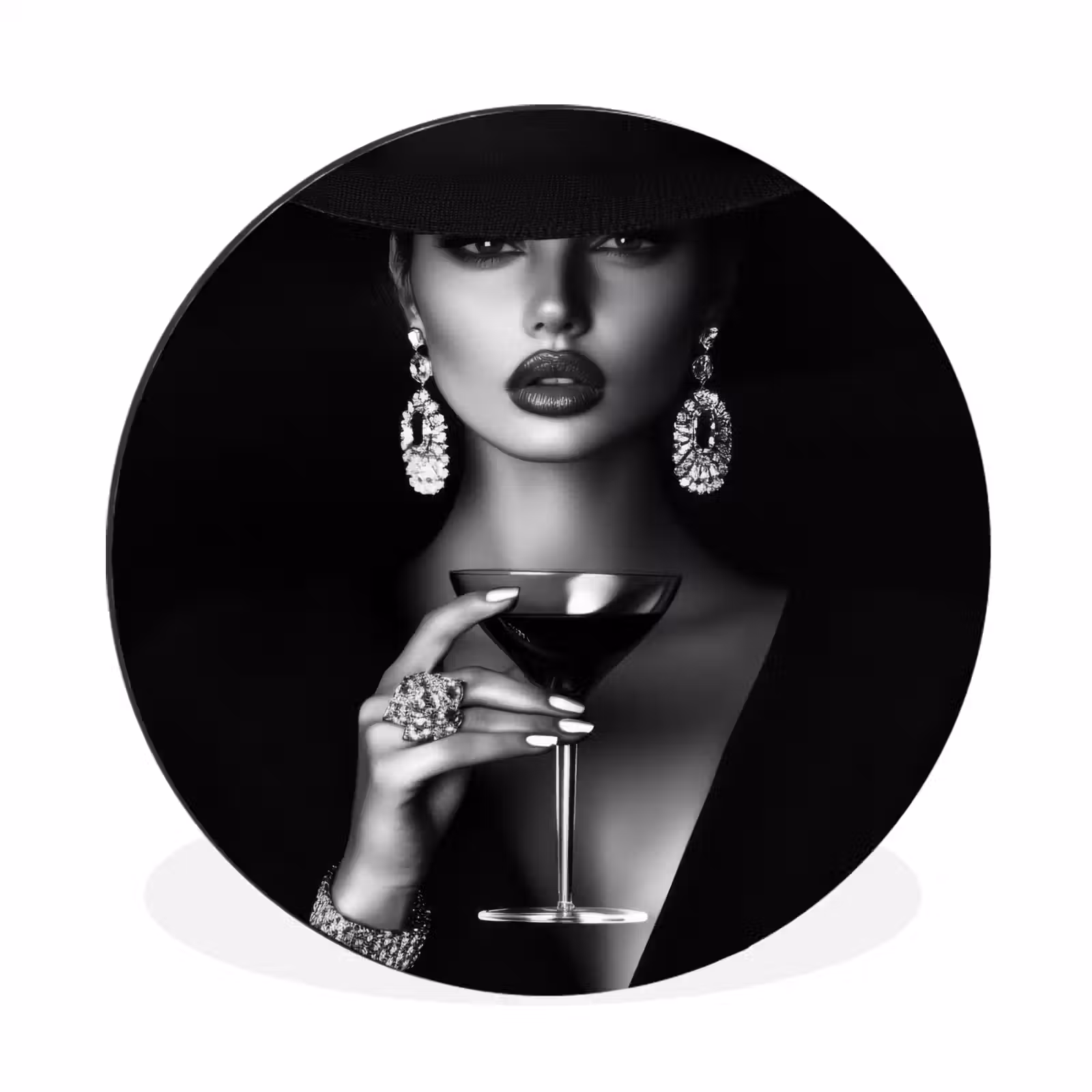 Muurcirkel aluminium Vrouw - Cocktail - Chic — 1