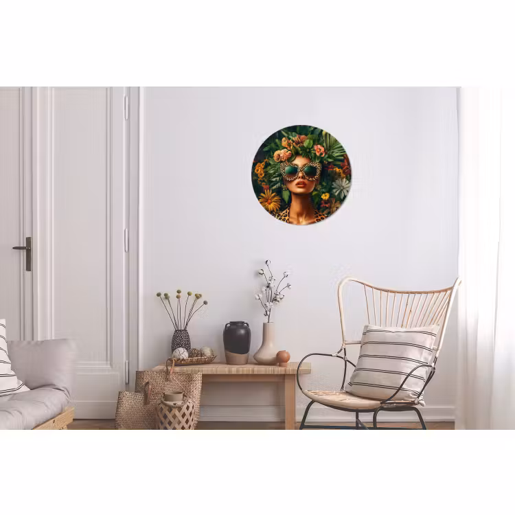 Muurcirkel aluminium Vrouw - Panterprint - Jungle - Natuur - Luxe — 2