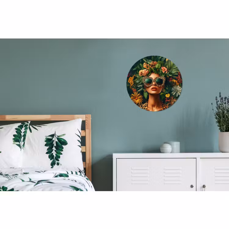 Muurcirkel aluminium Vrouw - Panterprint - Jungle - Natuur - Luxe — 4