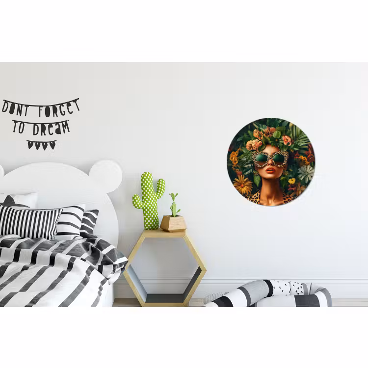 Muurcirkel aluminium Vrouw - Panterprint - Jungle - Natuur - Luxe — 5