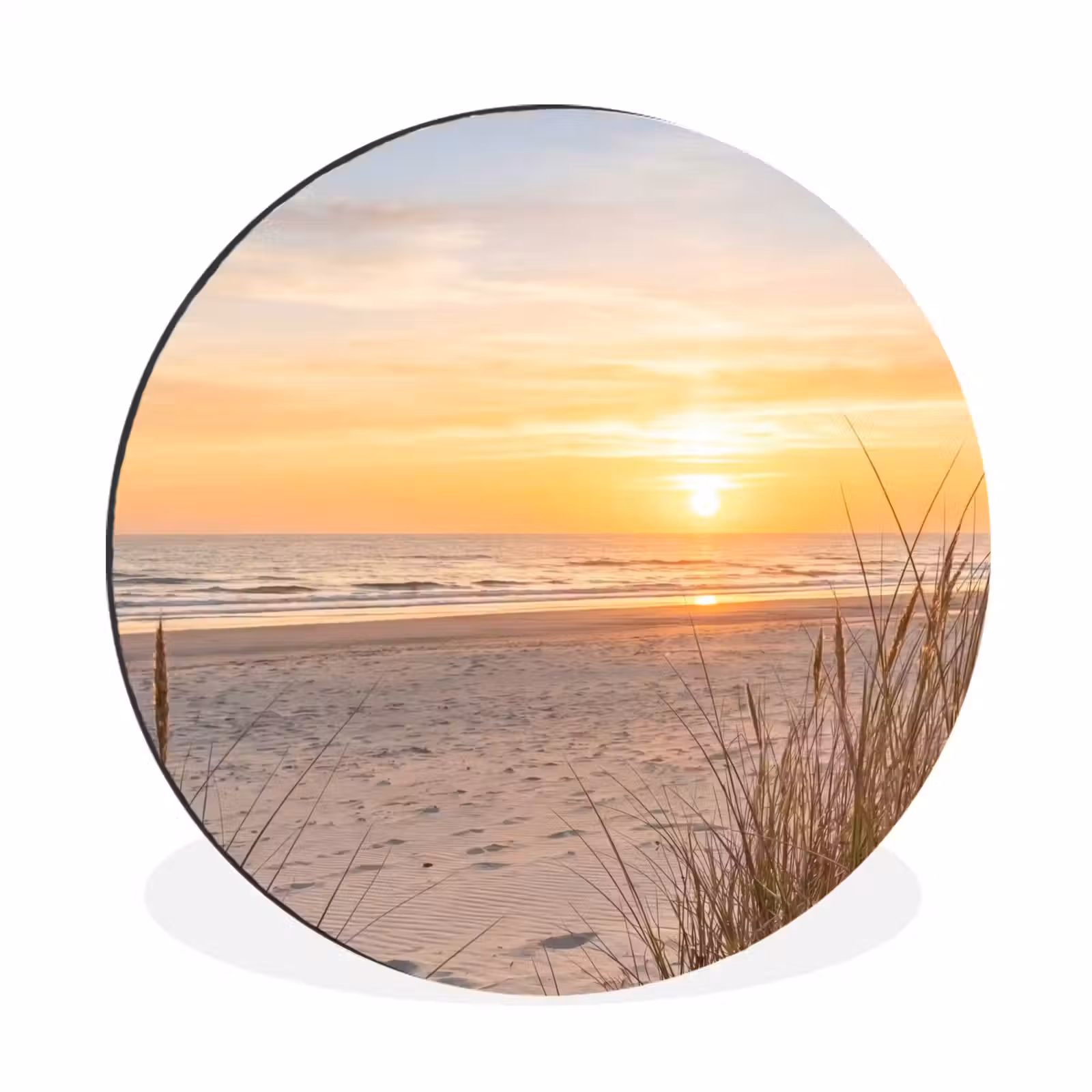 Muurcirkel aluminium Zonsondergang - Duinen - Zee — 1