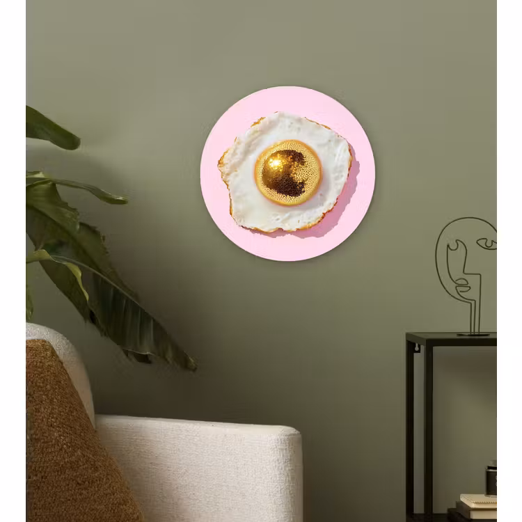 Muurcirkel glas - Ei - Disco - Ontbijt - Glitter — 3
