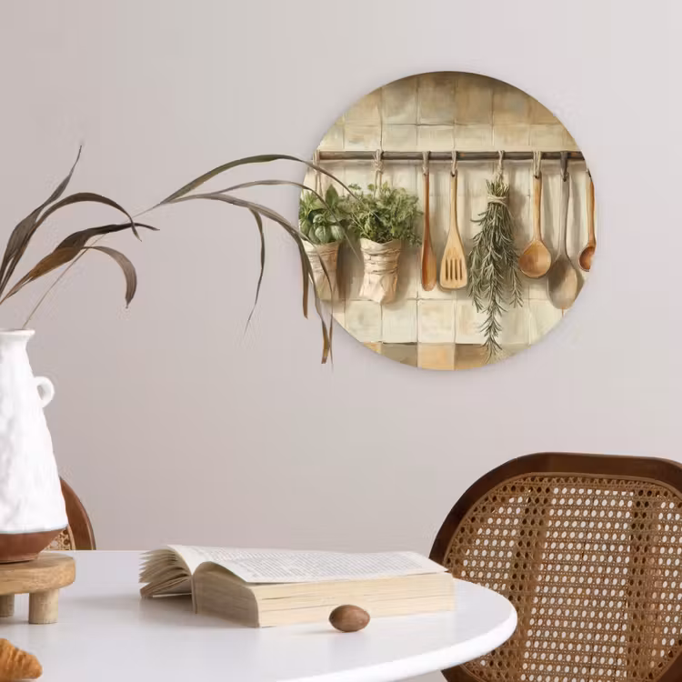 Muurcirkel glas - Hout - Keukengerei - Stilleven - Tegels — 4