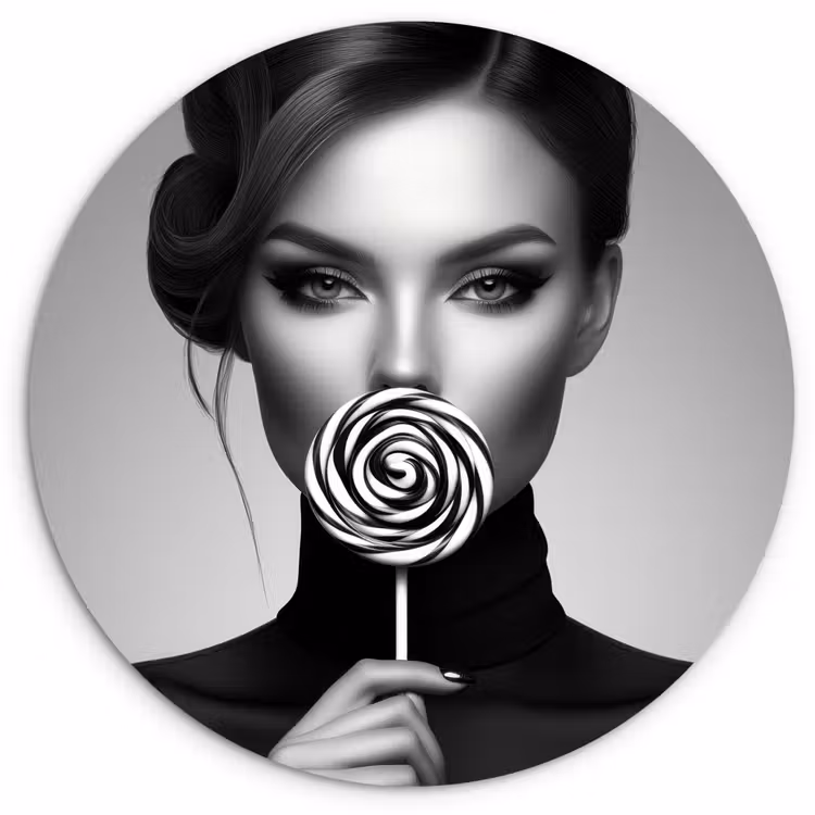Muurcirkel glas - Vrouw - Lolly - Zwart — 1