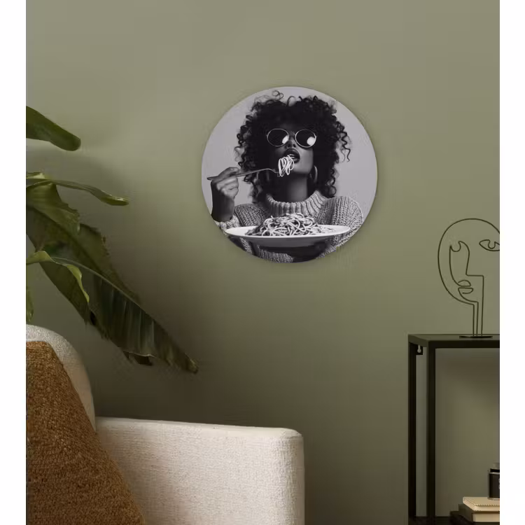 Muurcirkel glas - Vrouw - Pasta - Zwart - Wit — 3