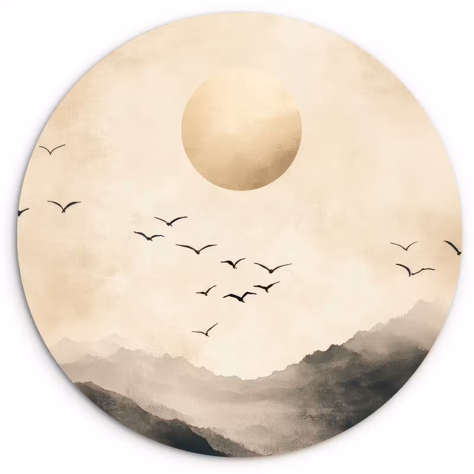 Muurcirkel - Landschap - Japandi - vogel — 1