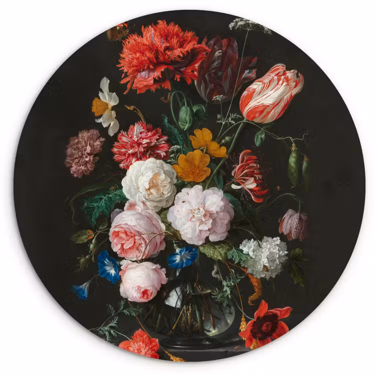 Muurcirkel - Stilleven met bloemen in een glazen vaas - Schilderij van Jan Davidsz. de Heem — 1