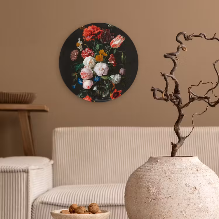Muurcirkel - Stilleven met bloemen in een glazen vaas - Schilderij van Jan Davidsz. de Heem — 2