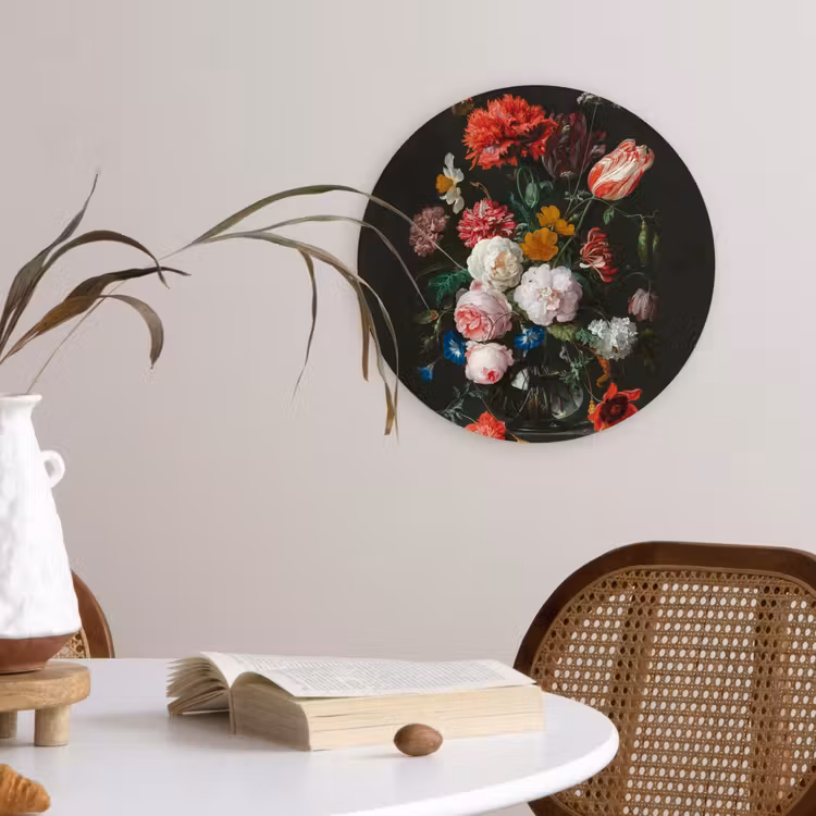 Muurcirkel - Stilleven met bloemen in een glazen vaas - Schilderij van Jan Davidsz. de Heem — 4