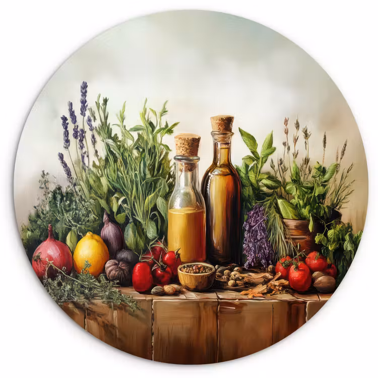 Muurcirkel - Stilleven - Kruiden - Specerijen - Fruit - Kleurrijk — 1