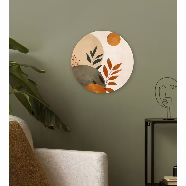 Muurcirkel - Vormen - Rond - Bladeren - Beige — 3